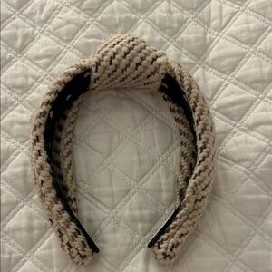 Lele Sadoughi Cream and Brown Knit Headband